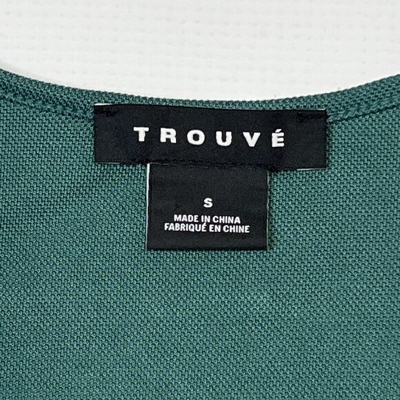 Trouve Dark Green Tunic Size Small, V Neck, Long Sleeve, Side Slit, High Low - Picture 4 of 8